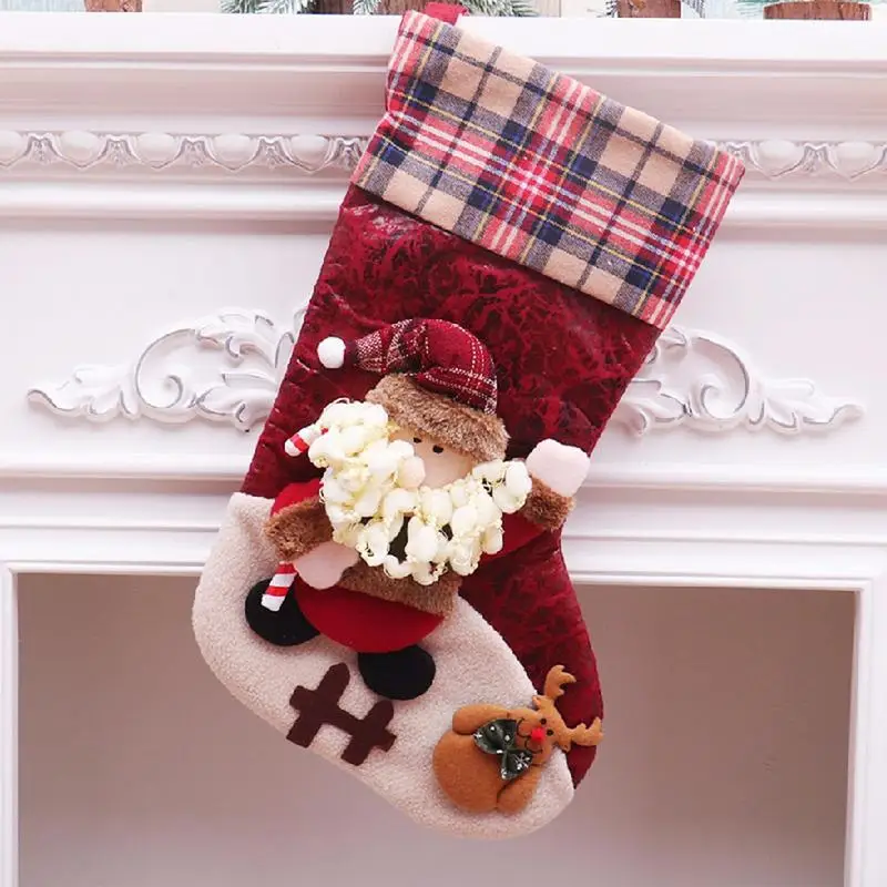 Christmas Stockings Christmas Decorations Durable High Capacity Candy Bag Decorations Christmas Gift Bag Fireplace Decoration