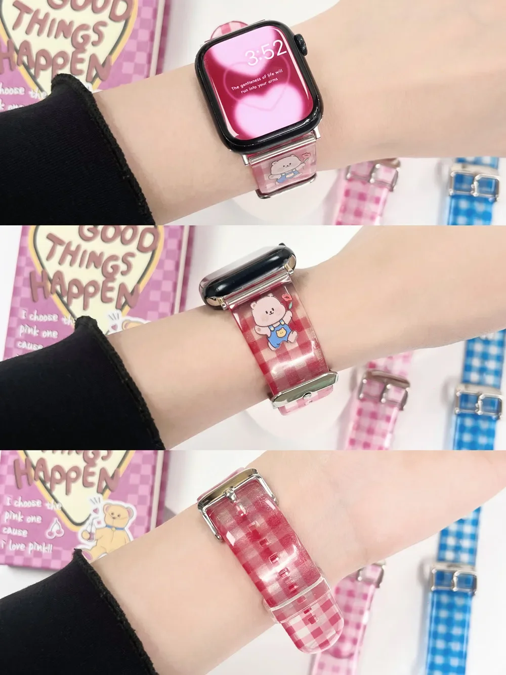 Cartoon Lattice TPU Strap for Apple Watch Band 49Ultra 40/44mm 6SE 5 4 3 2 Wristband for Iwatch 7 8 38/42mm 41/45mm Correa Loop