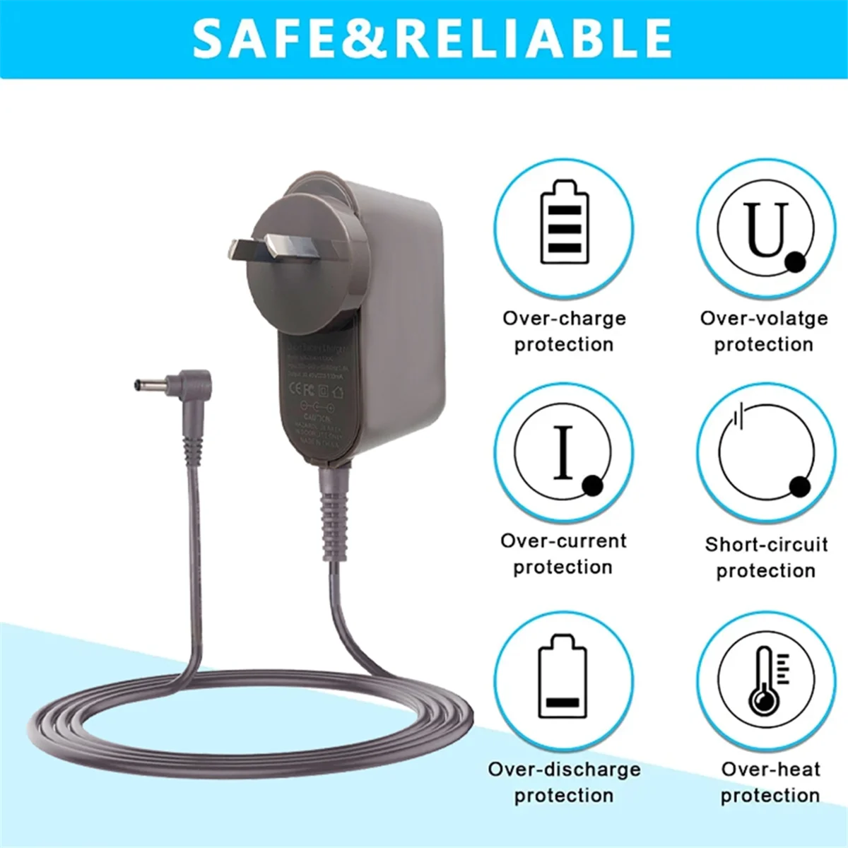 A01M DC 17,3 V 1,1 A Adapter Ersatz-Akku-Ladegerät für Dyson Omni-Glide/Wash G1 Staubsauger LI-Lon Akku-Ladegerät UK-Stecker