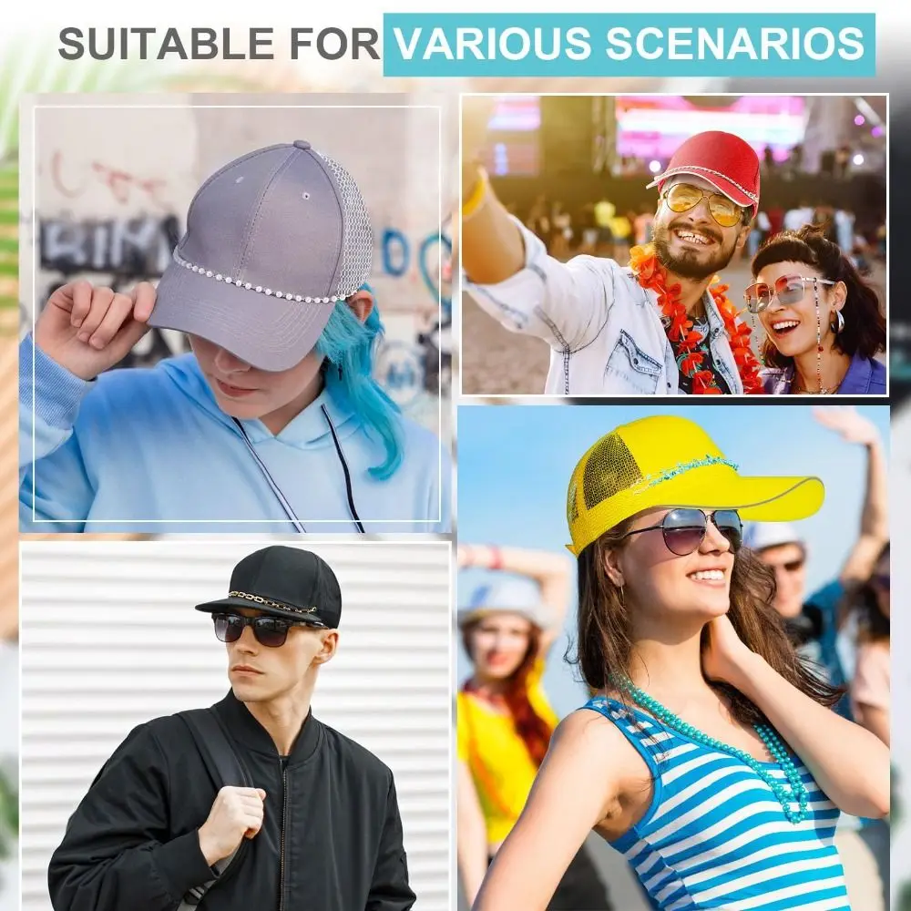 سلسلة قبعة لؤلؤية معدنية ذاتية الصنع ، مشابك ورقية فيروزية ، شبكة أذن قمح ، إكسسوارات بيسبول ، لؤلؤ ديكوري ، 3 *