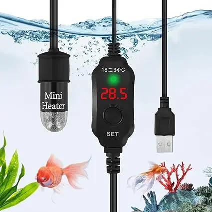 Aquarium heater, 10W mini aquarium heater with LED digital temperature display, 1 to 5-liter aquarium temperature