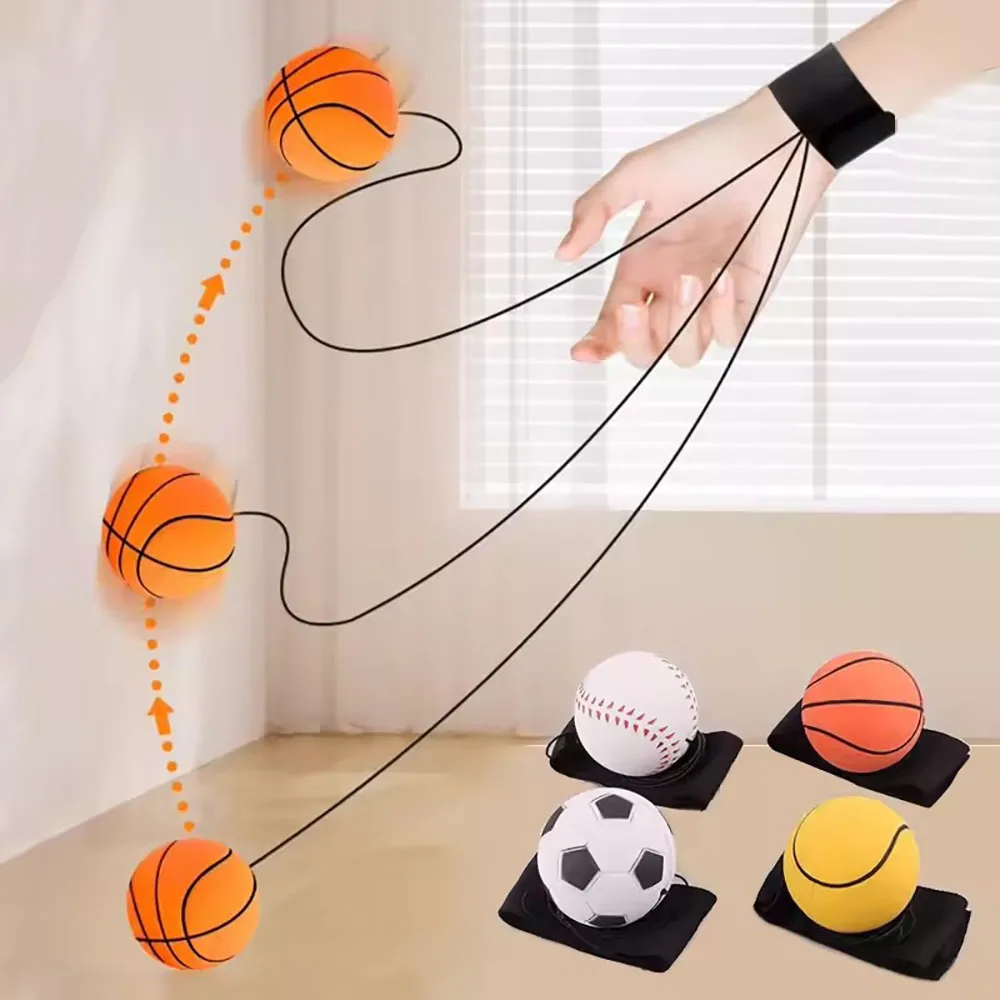 Elastic Wrist Return Ball Basketball Toy Active Play Sports Equipment for Kids Teens Home Outdoor Exercise Training Ball