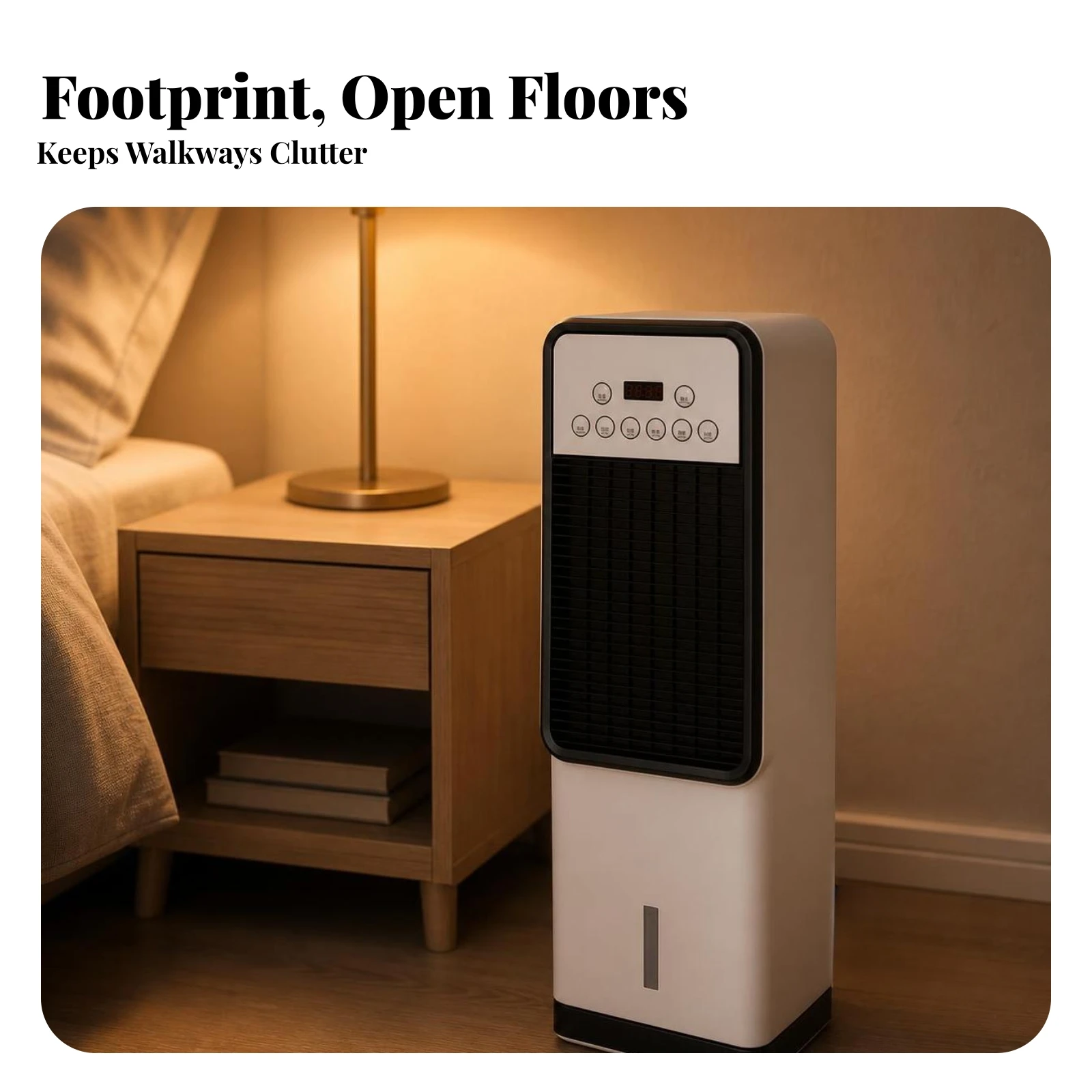 Fan LED Display Tower Heater with Wireless Controller Warm and Cool Fan Slim for Living Room, Bedroom