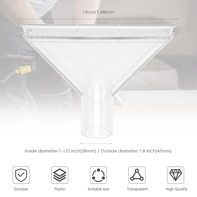 Extractor Tool Large Clear Head For Upholstery & Carpet Cleaning, Car Detailing Vacuum Wand For Portable Extractors