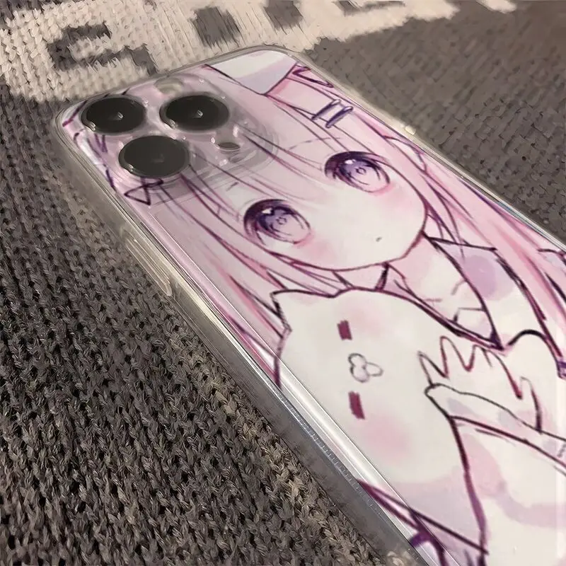 Cute Japanese anime girl cartoon phone case for iphone 15 pro max 14 plus 13 12 11 soft tpu cover for iphone xr xs max x bumper