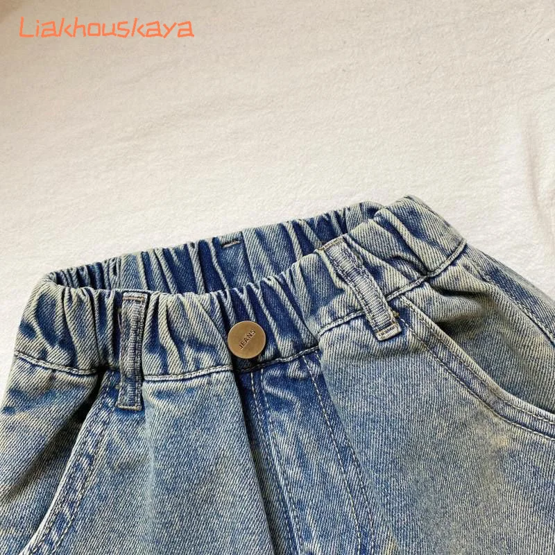 Kids Denim Pants Boys 2026 Sale Fashion Spring Embroidered Jeans Baby Girls Boys Casual Outer Wear Soft Denim Trousers Toddler