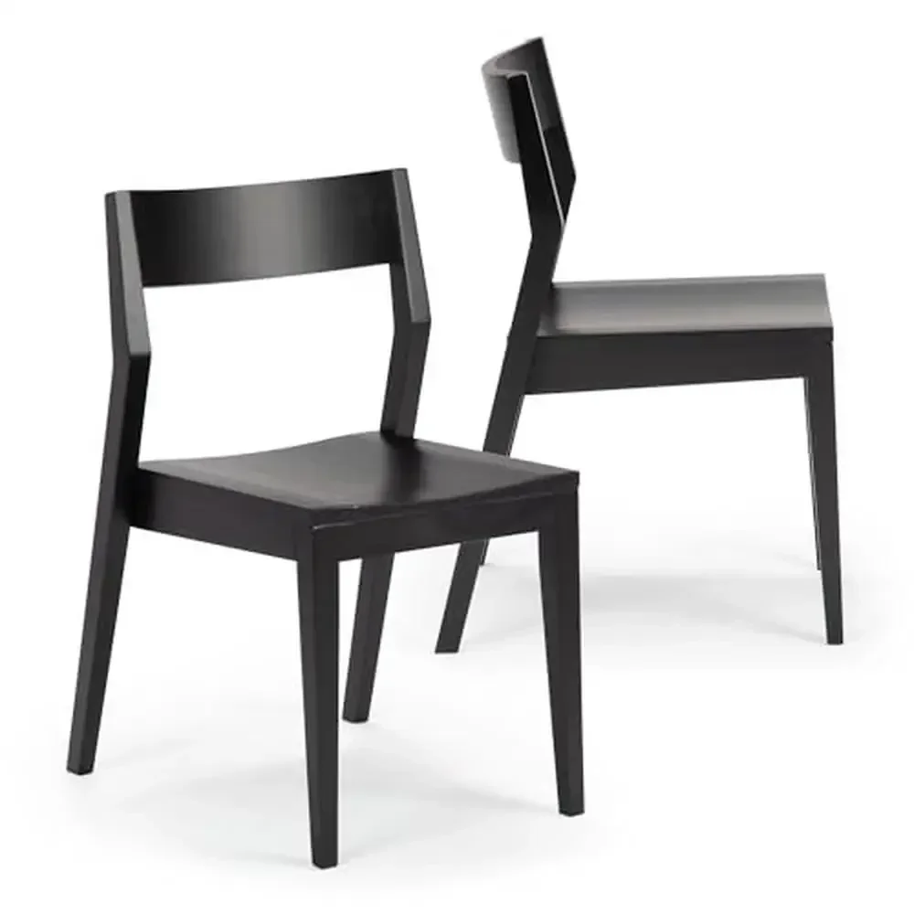 Wooden Dining Chairs Set of 2 Modern Kitchen & Office Furniture Black Solid Back Pine Birch Legs Comfortable Seat Chic Design