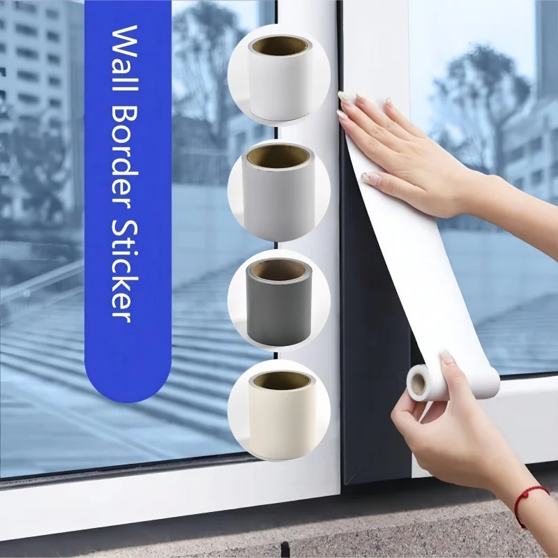 1pc 5m/196.85in Self-adhesive Border Stickers, Skirting Line Wall Stickers, DIY Decoration, Easy To Use, Durable And Detachable