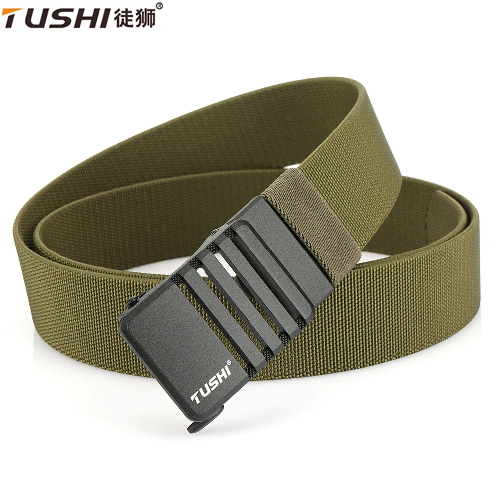 

TUSHI New Stretch Belt For Men and Women Hard Quick Release Buckle Strong Real Nylon Unisex Elastic Belt Overalls Work Belt