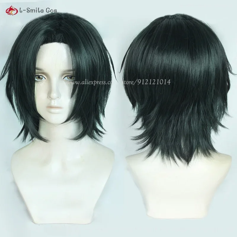 Anime feitan potoo cosplay wigs short black green wig heat resistant synthetic hair Halloween party wigs wig cap