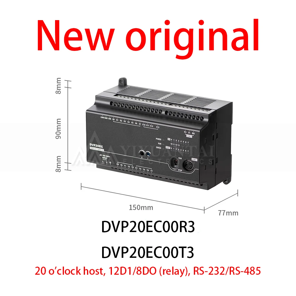 

DVP20EC00R3 DVP20EC00T3 20 o'clock host,12D1/8DO (relay),RS-232/RS-485 PLC controller