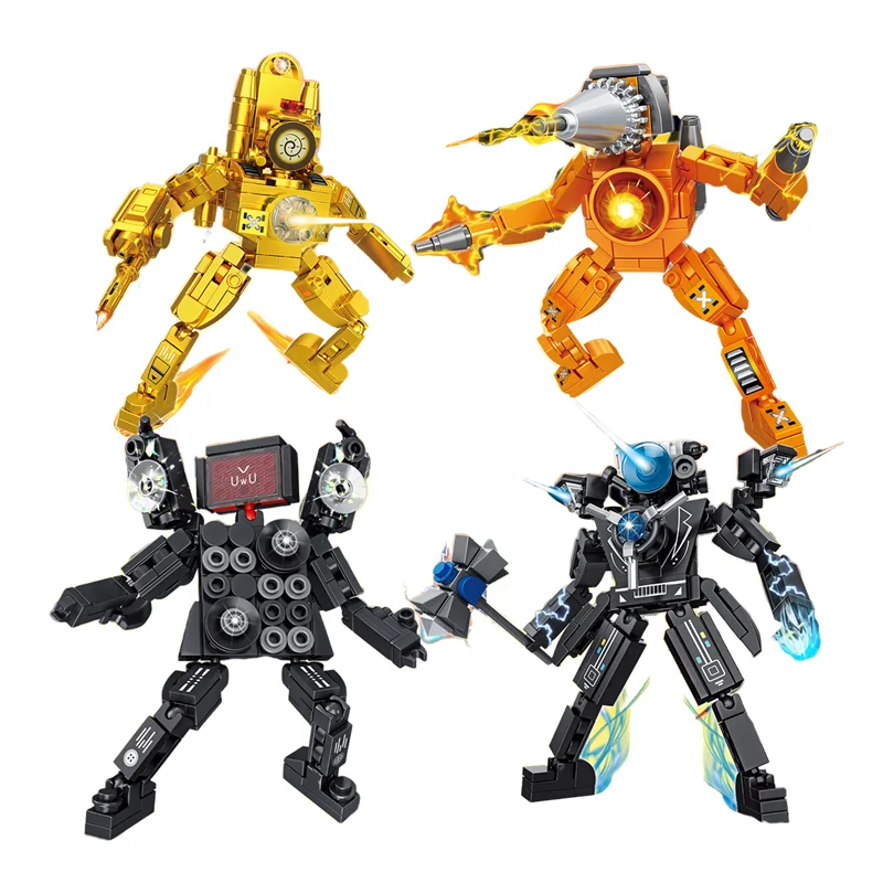 Skibidi Toilet Surveillance Man TV Compatible Building Blocks Mini Model Action Figures Toys Christmas Halloween Birthday Gift