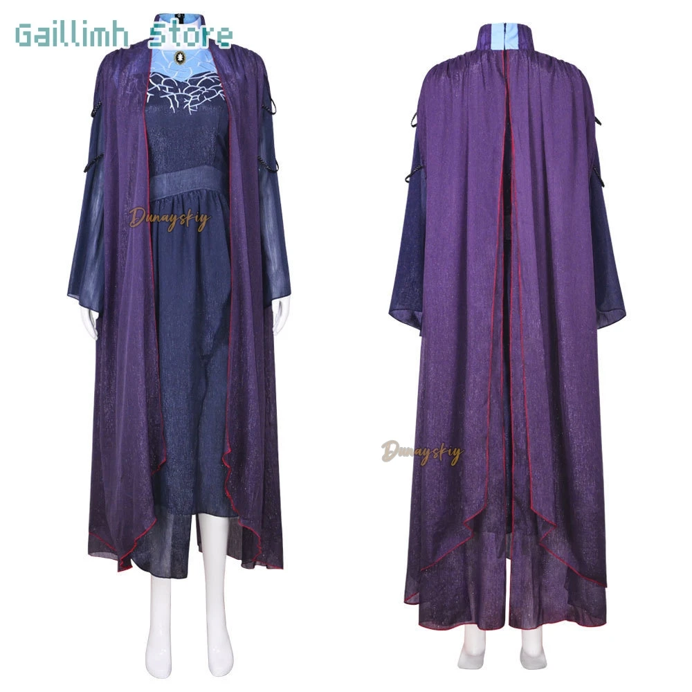 

Cosplay Agatha Harkness Witch Agatha TV All Along Costume Prop Women Necklace Blue Trench Roleplay Uniform Coat Holloween Party