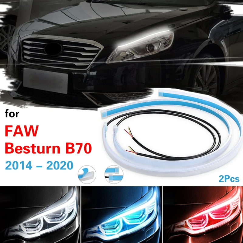 

2pcs Car LED DRL For FAW Bestune B70 2014-2020 Daytime Running Lights Flexible Waterproof Auto Turn Signal Brake Side Light 12V