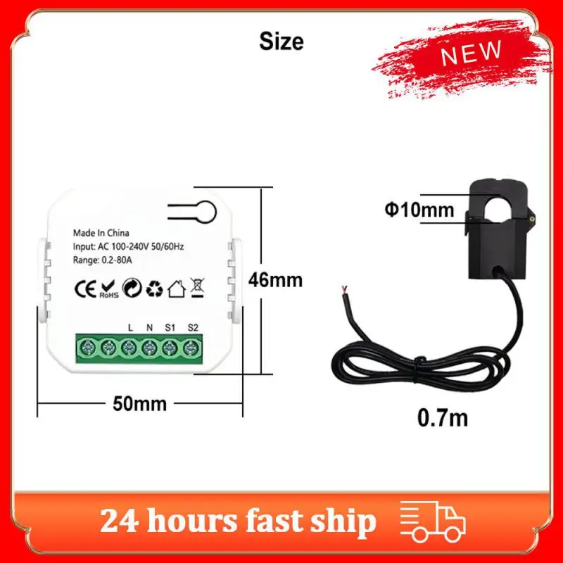 

Tuya Smart Life WiFi Energy Meter 80A with Current Transformer Clamp KWh Power Monitor Electricity Statistics110V 230V 50/60Hz