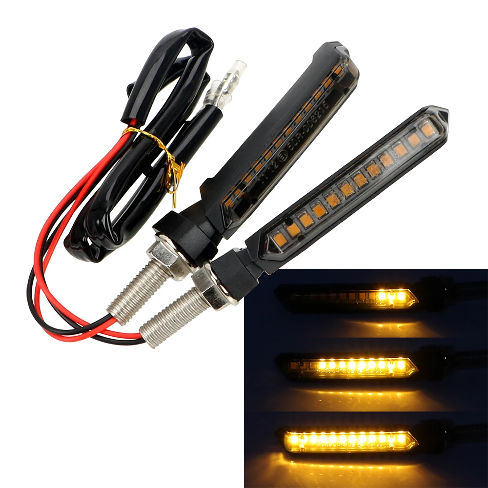 Motorcycle Signal Lamp Universal 1 Pair LED Turn Signals Light Motorcycle Styling 12 LEDs Yellow Flowing Water Blinker Light