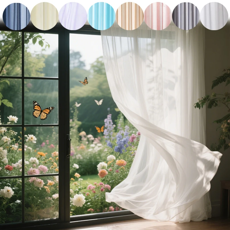 

New Thickened White Sheer Curtains for Bedroom & Living Room Privacy Protection Tulle Voile Drapes Sun Shading Balcony Decor