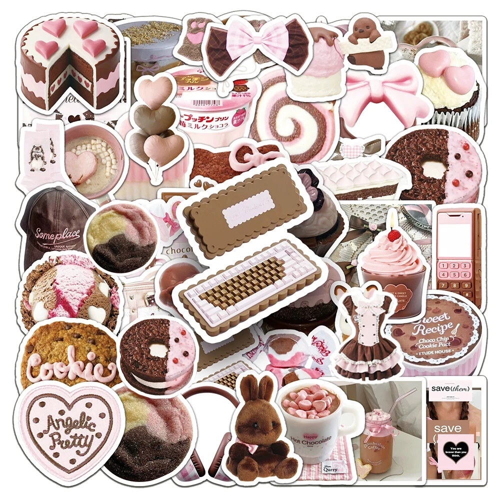 10/30/50pcs Cute Pink Brown INS Style Graffiti Stickers Aesthetic Cartoon Sticker Waterproof  DIY Helmet Stationery Laptop Phone