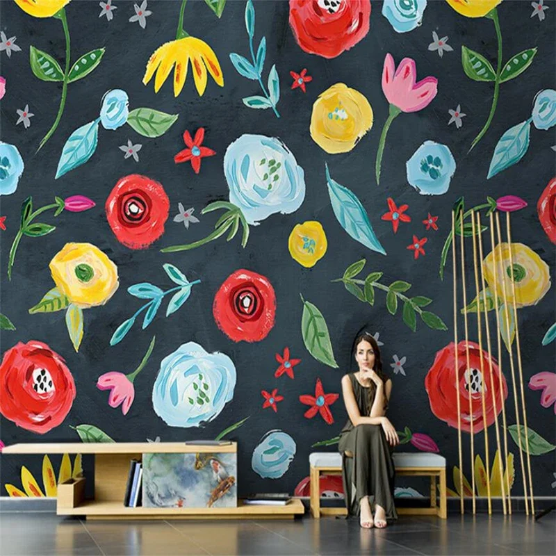 

Обои с абстрактным изображением американских цветов и листьев для гостиной, спальни, фоновые обои для телевизора, наклейки для покрытия стен