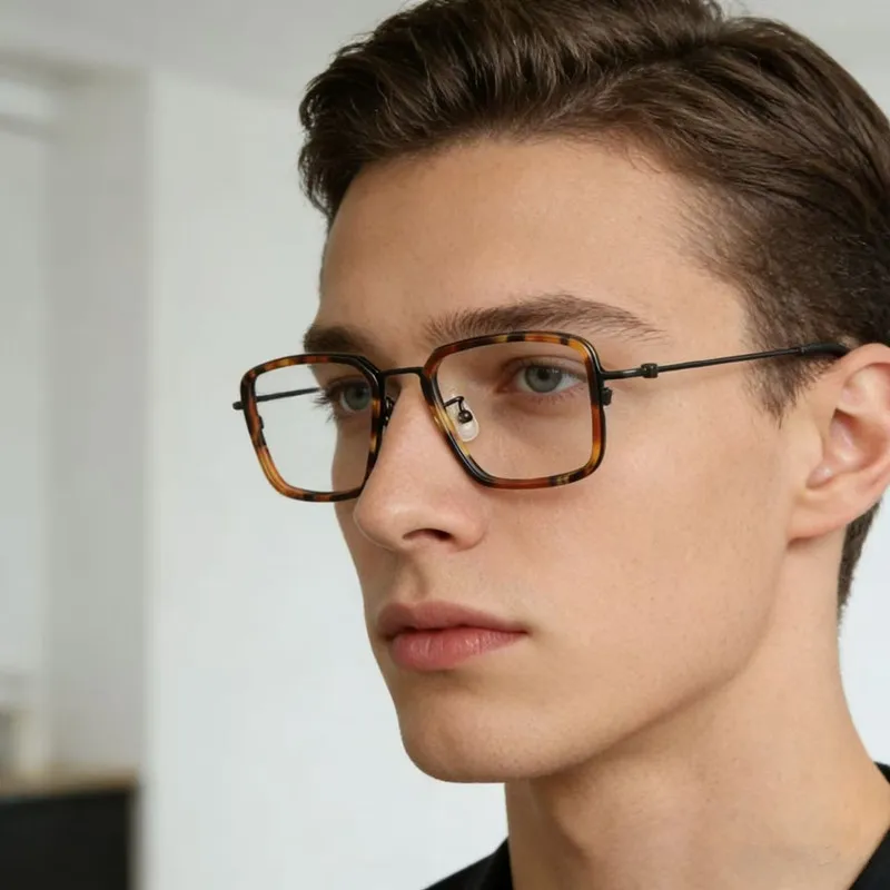 

Оправа для очков 2026 Retro Square из чистого титана, японский бренд, мужские очки для широкого лица, женские очки ручной работы с защитой от синего света KMN501