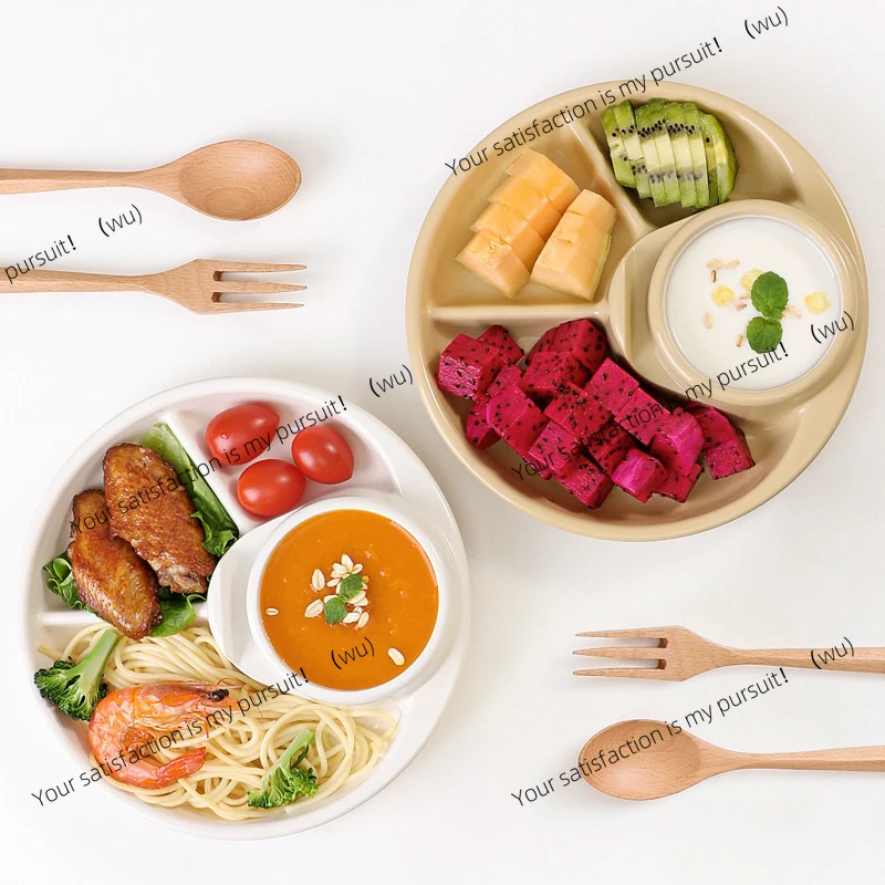 1Pc Nordic Round Fruit Salad Plate Microwave Safe Reusable Divided Dinner Plates Food Dishes Cake Dessert Tray Kitchen Tableware