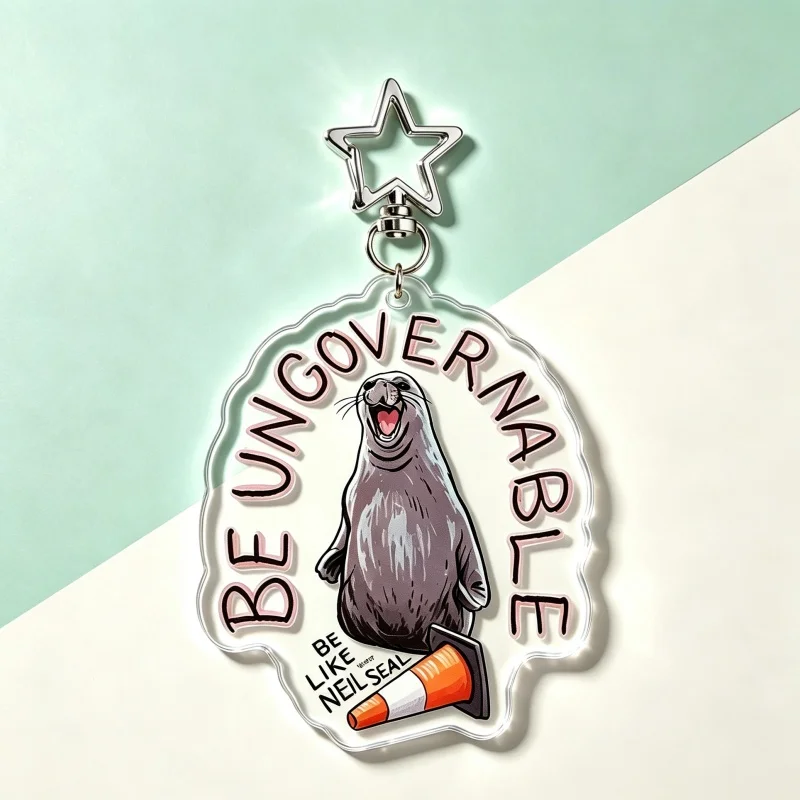 Neil Seal Acrylic Keychain Rebellious Spirit Fun Seal Quote Lively and Playful Key Ring Bag Charm Ideal Gift for Animal Lovers