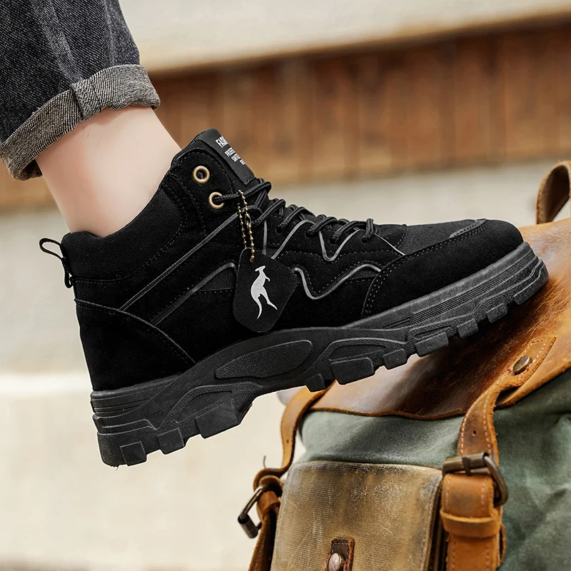 Botas casuales para hombre, de caña alta, para las cuatro estaciones, para senderismo al aire libre, con suela suave, antideslizantes, cómodas, transpirables, ligeras y de estilo moderno.