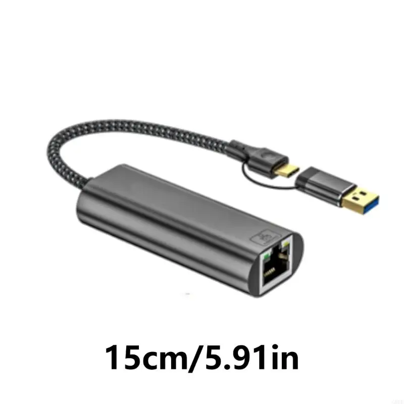 Bộ chuyển đổi USB + Loại C sang Ethernet G8DF Bộ chuyển đổi mạng Gigabit USB C sang RJ45 2.5Gbps