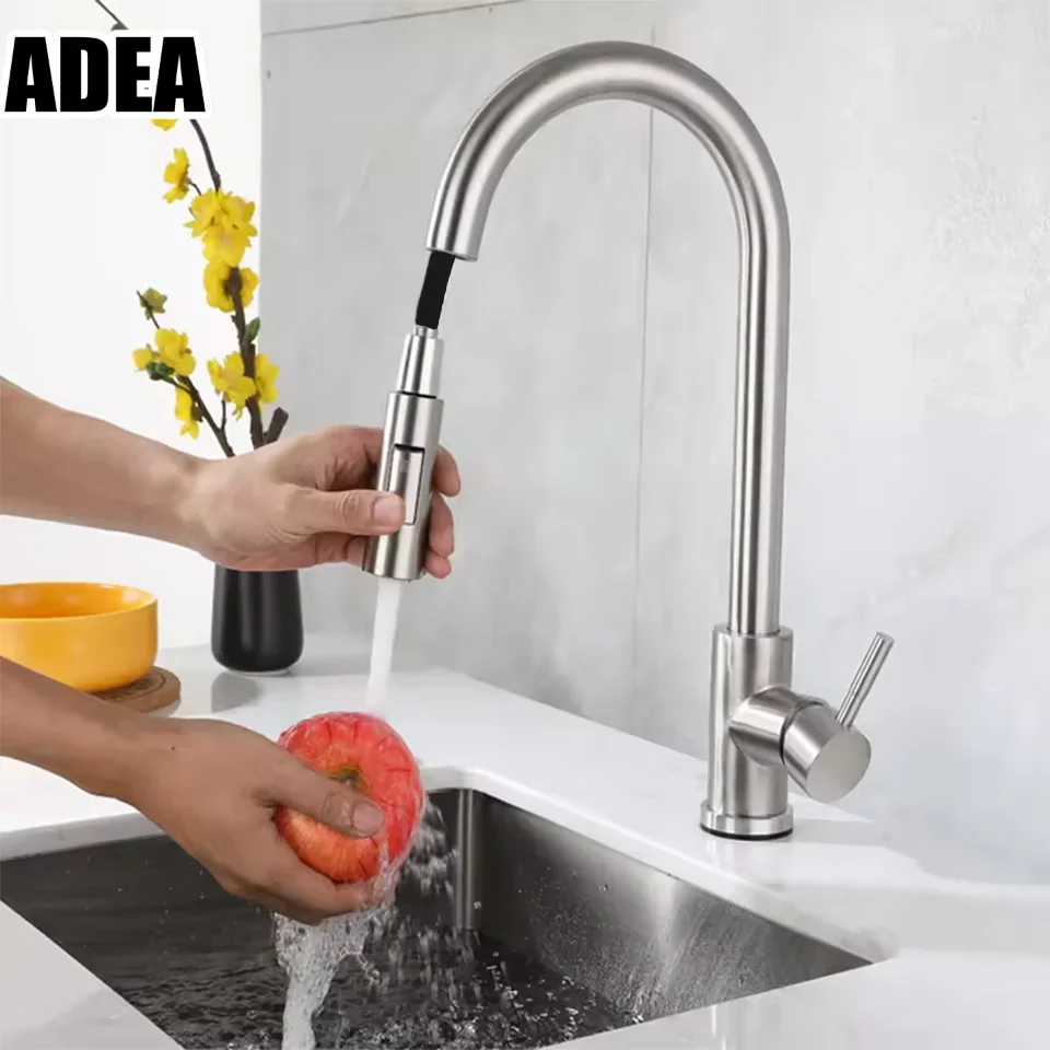 

Kitchen Faucet Stainless Steel Brushed Faucet Kitchen Sink Faucet Pull-out Kitchen Water Faucet Single Hole Faucet