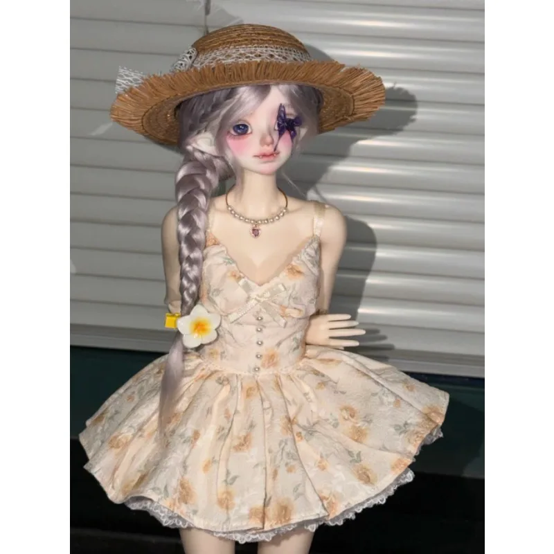 Lazy Side Braid Mohair  Wig Soft Styling Hair with Elastic Hair Net Multi‑Color Options for 1/3 1/4 1/6 BJD Doll Hair Accessory