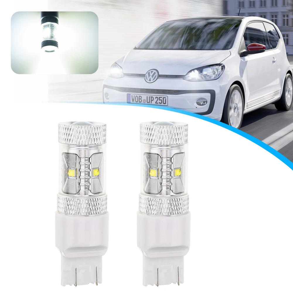 

2Pcs W21/5W T20 7443 LED Bulb Lamp CANBUS No Error for VW Up! Caddy MK4 Touareg 7P Beetle 2016 Skoda Daytime Running DRL Lights