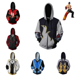 Disfraz de Cosplay de Tekken Jin Kazama para hombres y mujeres, Sudadera con capucha con cremallera, suéter deportivo informal