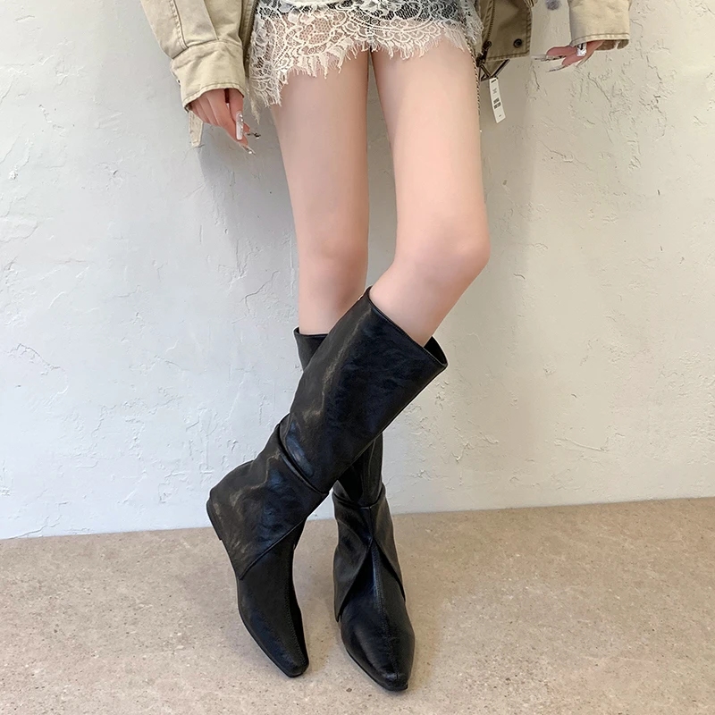 Women High‑Knee Boots Square P - Vintage Zipper recension och pris