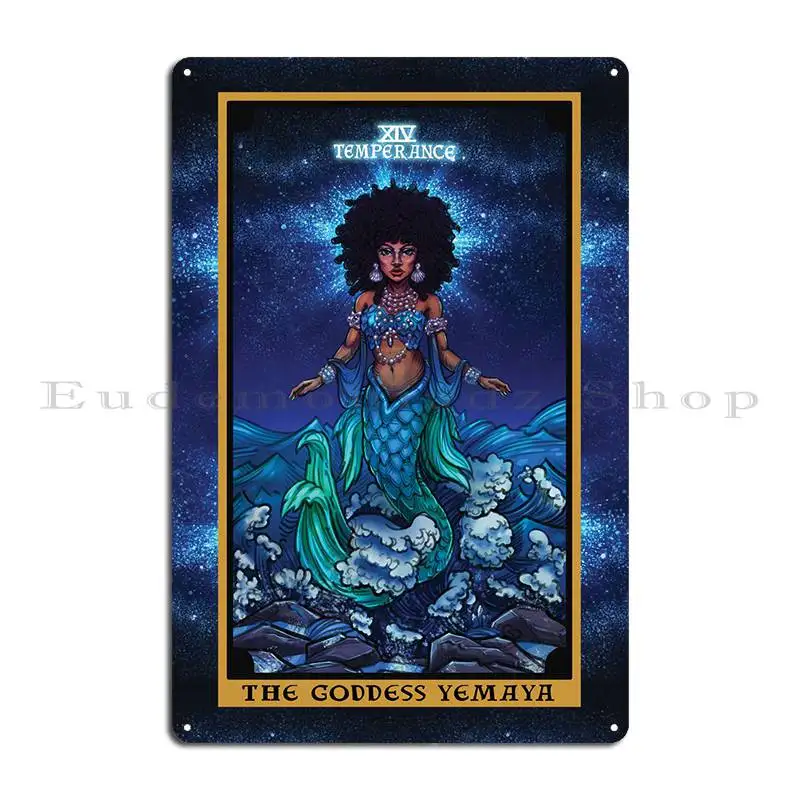 Yemaya Temperance Tarot Metal Plaque Poster Plates Retro Wall Plaque Customized Kitchen Tin Sign Poster