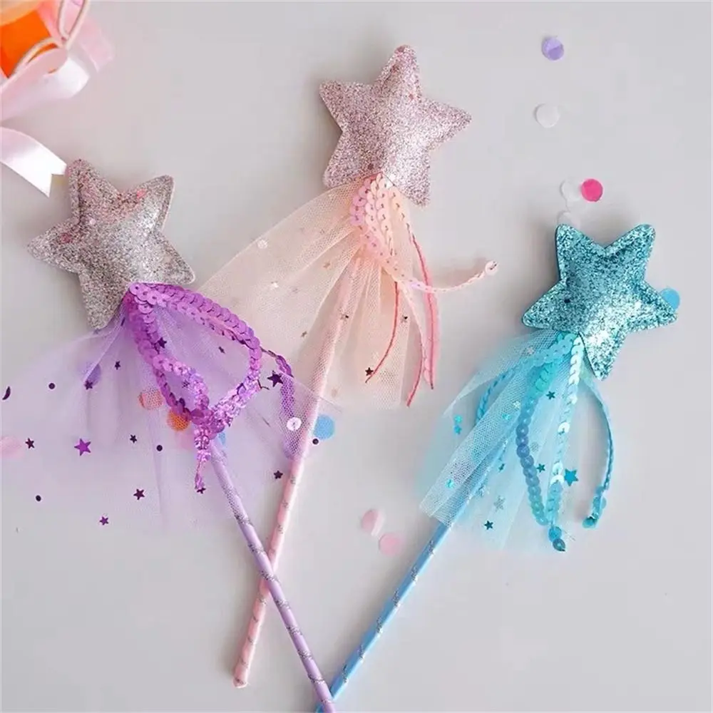 งานแต่งงาน Dreamlike Star Fairy Wand Five Pointed Star Girls Wand Princess Wand พลาสติกเด็กที่มีสีสัน Stick Wand Cosplay Props