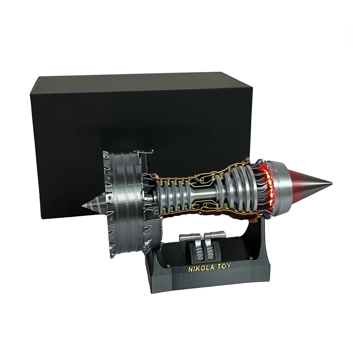 gift box upgrade, aircraft turbofan engine model, stepless speed regulation + tail flame light effect