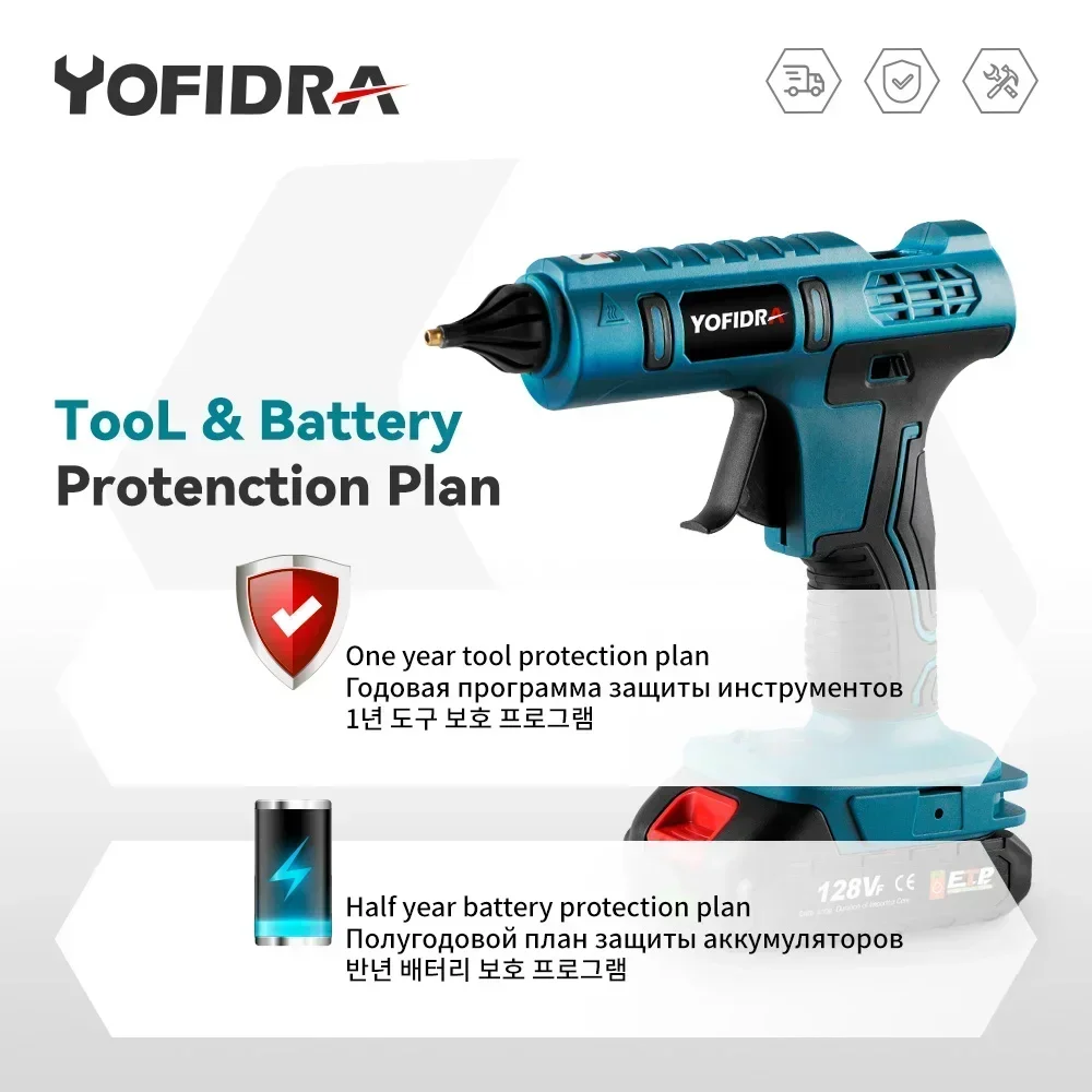 Yofidra 100W 260° High Temperature Hot Glue Gun for Makita 18V Battery Industrial Mini Glue Guns Thermo Electric Repair Tool