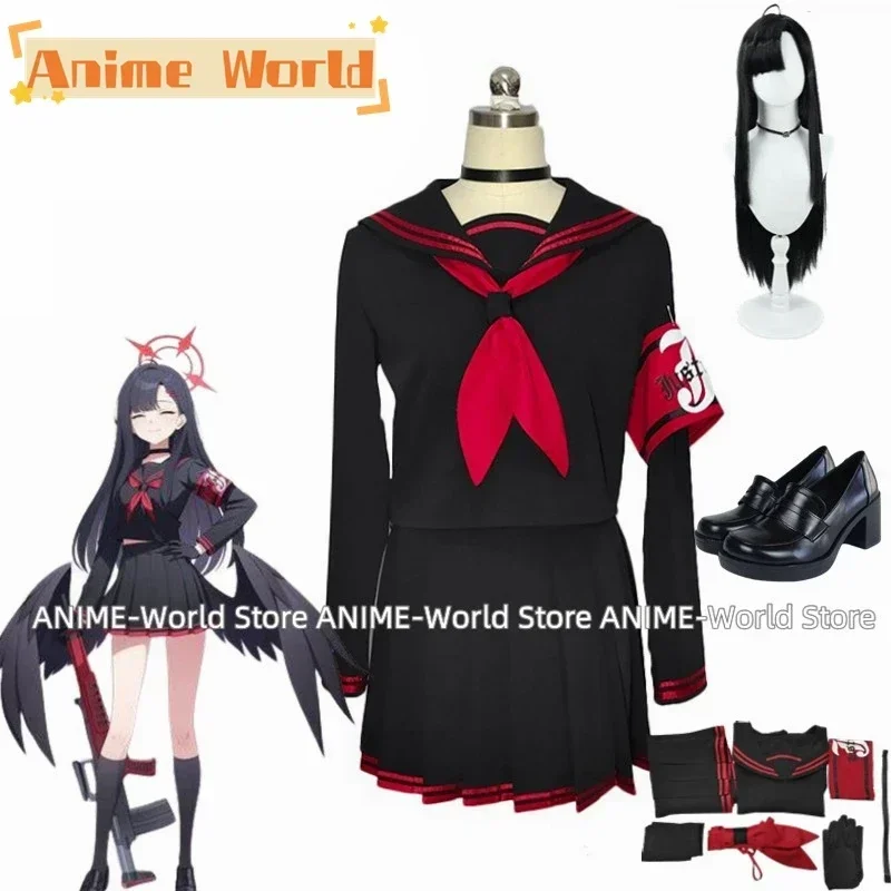 

《Custom Made》Game Blue Archive Ichika Cosplay Costume Women Cute Sailor Dress High School JK Uniform Suit Halloween Shoes Wig