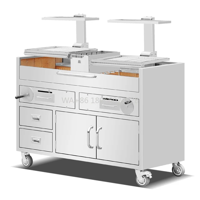 

e Lift V-Grate Santa Maria Wood-fire Grill Disassembled Style Charcoal Grill 304 Stainless Outdoor Kitchen Set Doubl