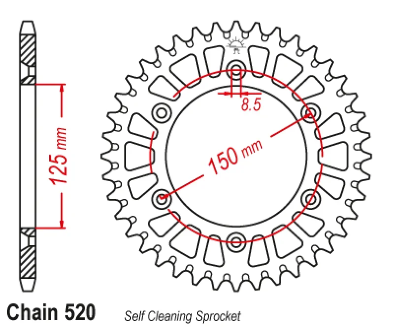 520 Motorcycle Rear Sprocket For Husaberg FC550 05-08  FE550 04-08 FC600 FE600 00-01 TE125 12-13 FE250 13-14 TE250 TE300 11-14