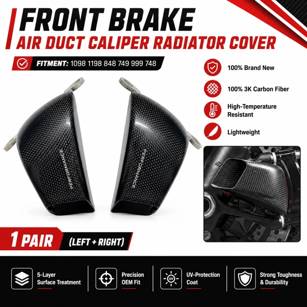 Für DUCATI 1098 1198 848 749 999 748 100% Carbonfaser Motorrad Vorderer Bremssattel Kühlerabdeckung Luftkanäle Bremskühlung Montage