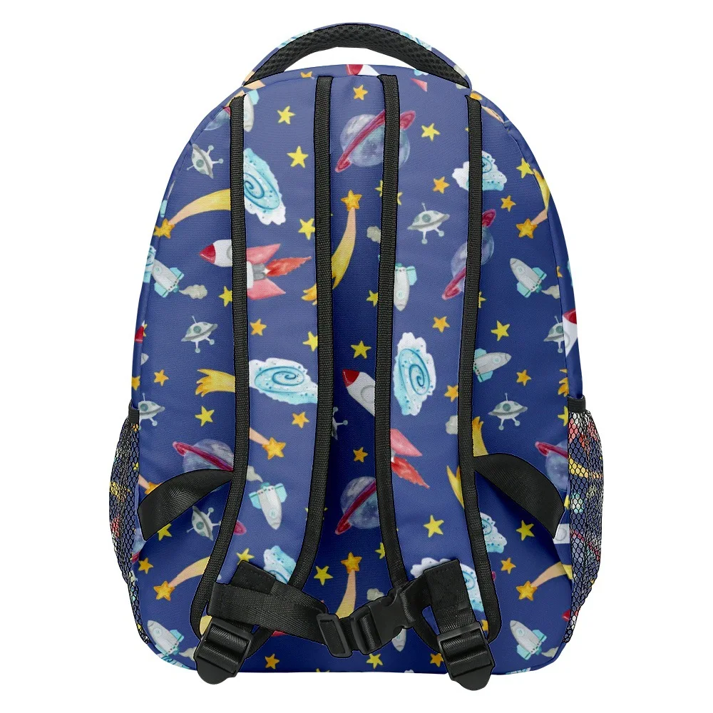 Classic Funny Space rocket Spacecraft student Bookbag Notebook Backpacks 3D Print Oxford Waterproof Boys/Girls Travel Backpacks