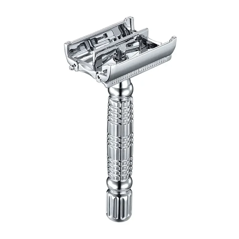 ماكينة حلاقة آمنة بحافة مزدوجة على شكل فراشة، ماكينة حلاقة اللحية، حلاقة رطبة، مفتوحة للرجال والنساء مع شفرة