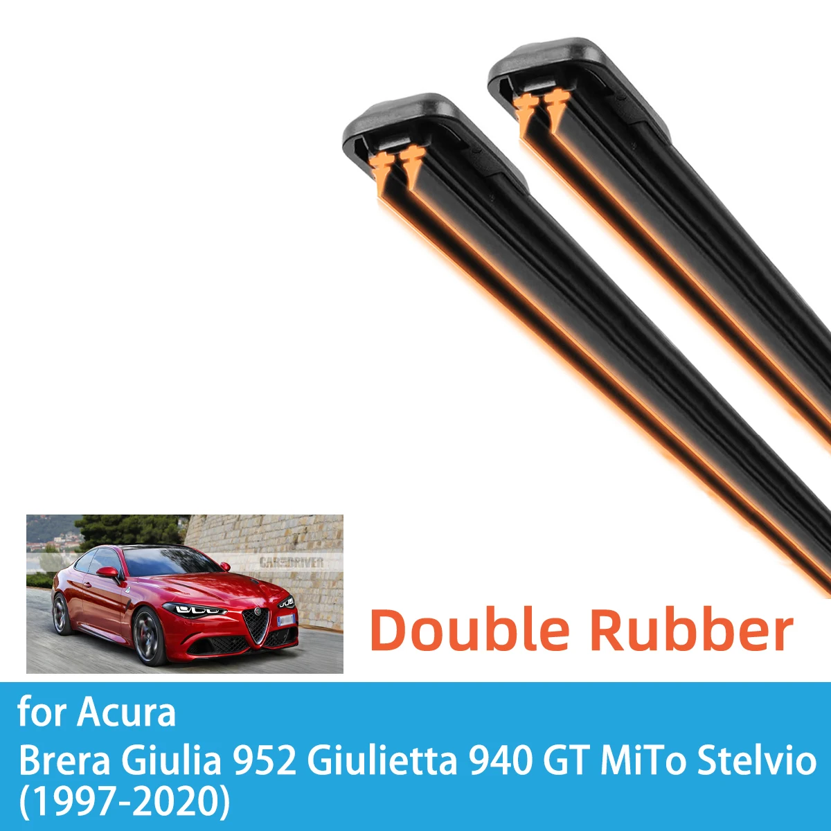 

For Alfa Romeo Brera Giulia 952 Giulietta GT Stelvio MiTo Front Windscreen Wipers Double Rubber Car Wiper Blades Car Accessories