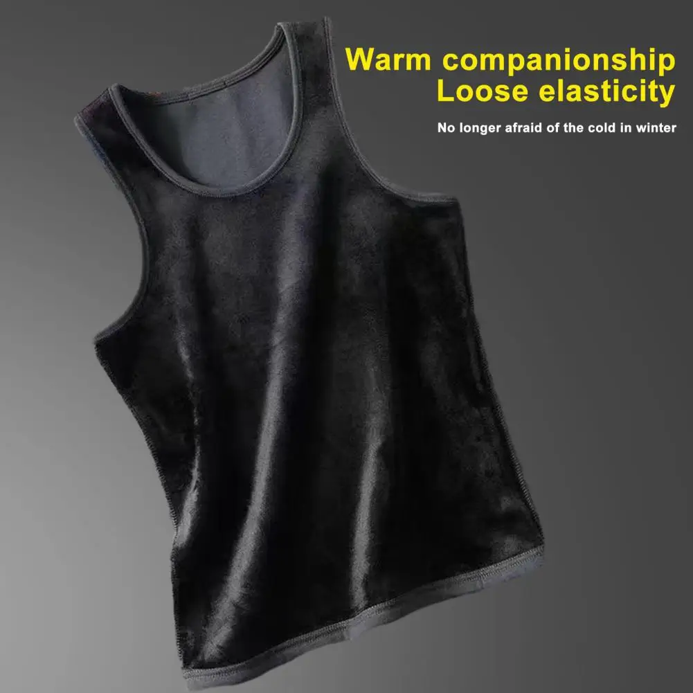 Men Winter Tank Top Men\'s Thermal Sleeveless Vest Slim Fit Bottoming Top for Fall Winter Homewear Pajamas Soft Elastic Warm