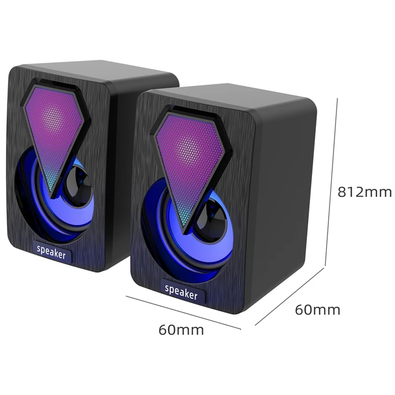 Wired Speakers Laptop Speakers, Colorful Lighting Speakers, 3D Surround Sound Subwoofer Mini Speakers