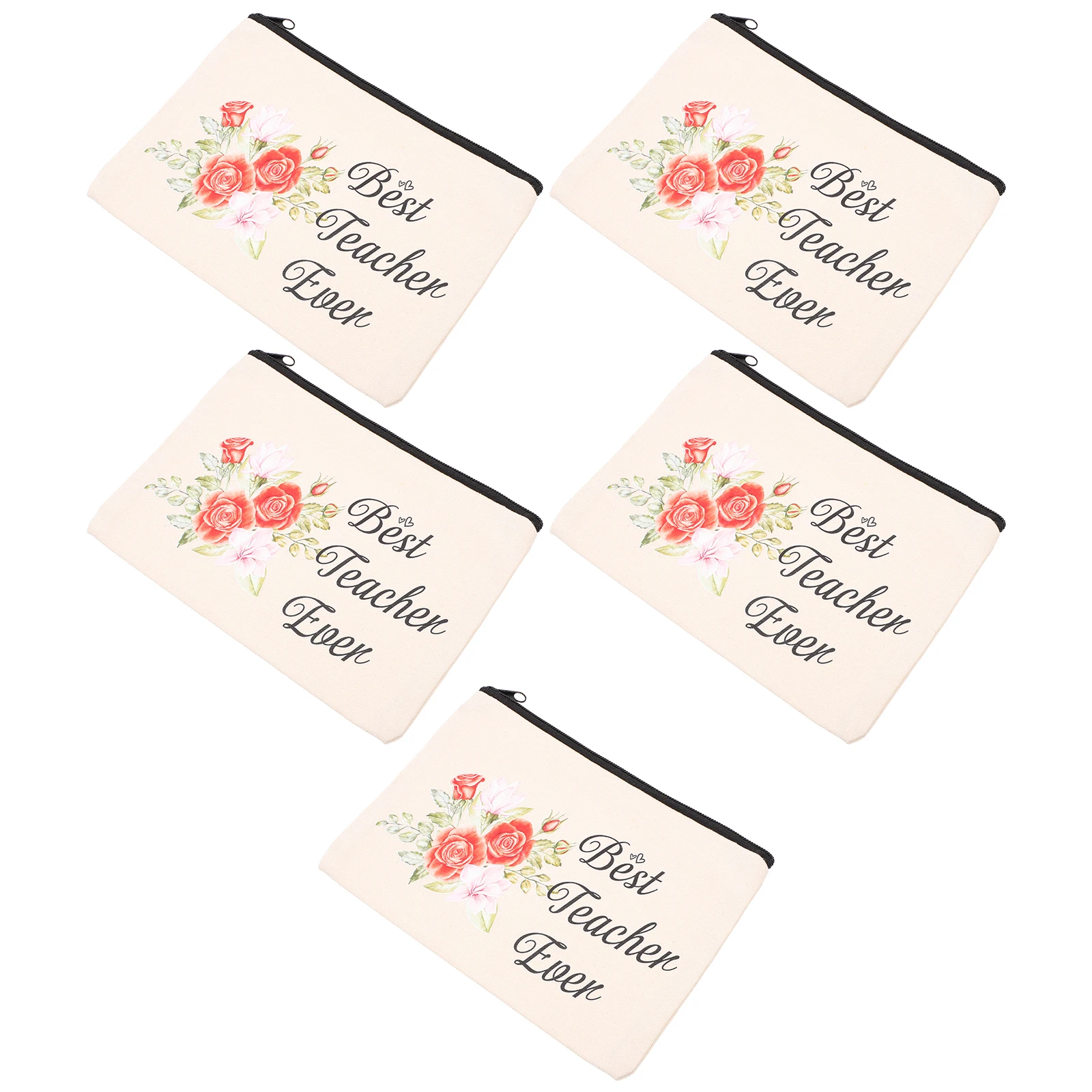 

5Pcs Cotton Canvas Toiletry Bag Large Opening Portable Pouch Simple Care ganizer Sturdy Zipper Design