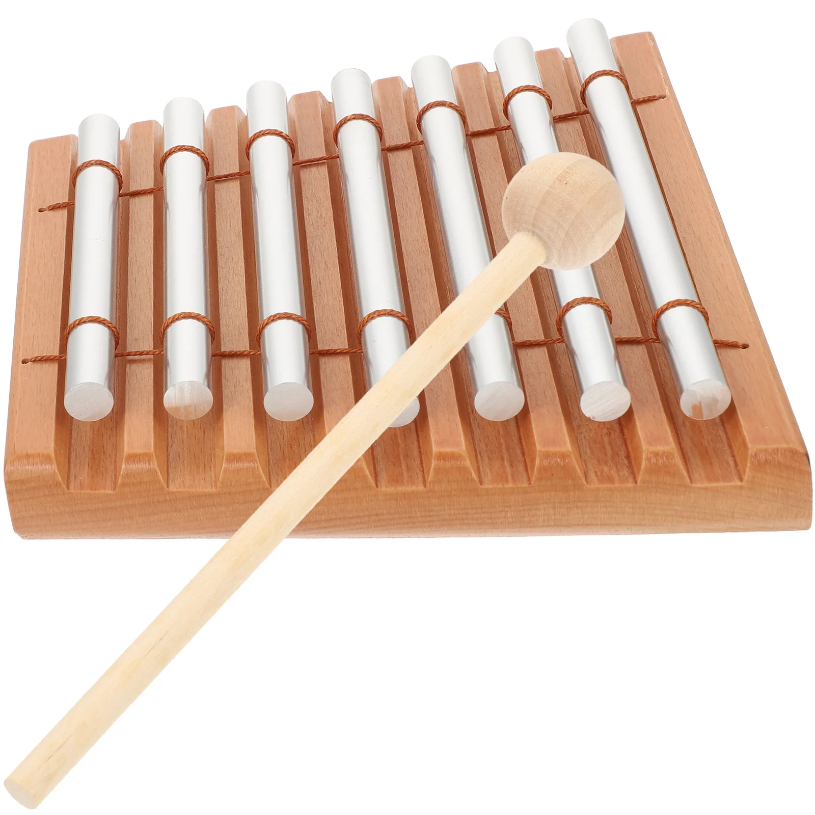 Martello di legno Carillon Strumento a percussione Aula per bambini Giocattolo musicale educativo Tubi metallici Campane a vento calmanti Meditazione yoga