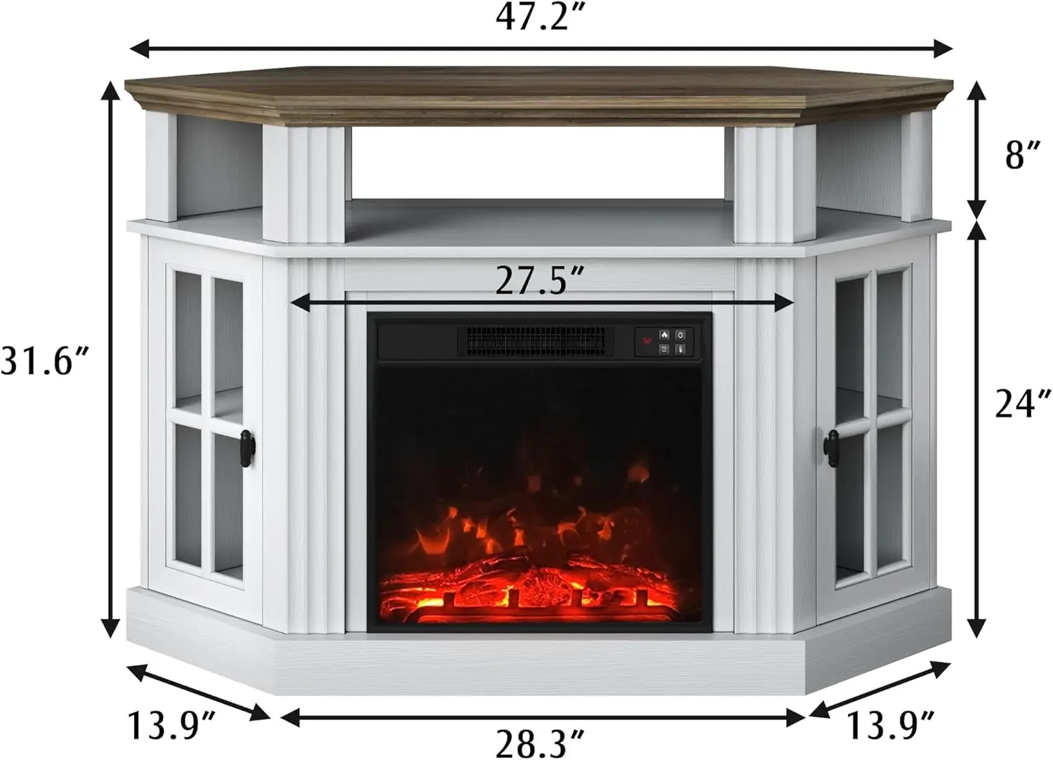 حامل تلفزيون مدفأة زاوية للتلفزيون حتى 55 بوصة مع خزائن تخزين ومركز ترفيهية ووحدة تحكم الوسائط لغرفة المعيشة #2