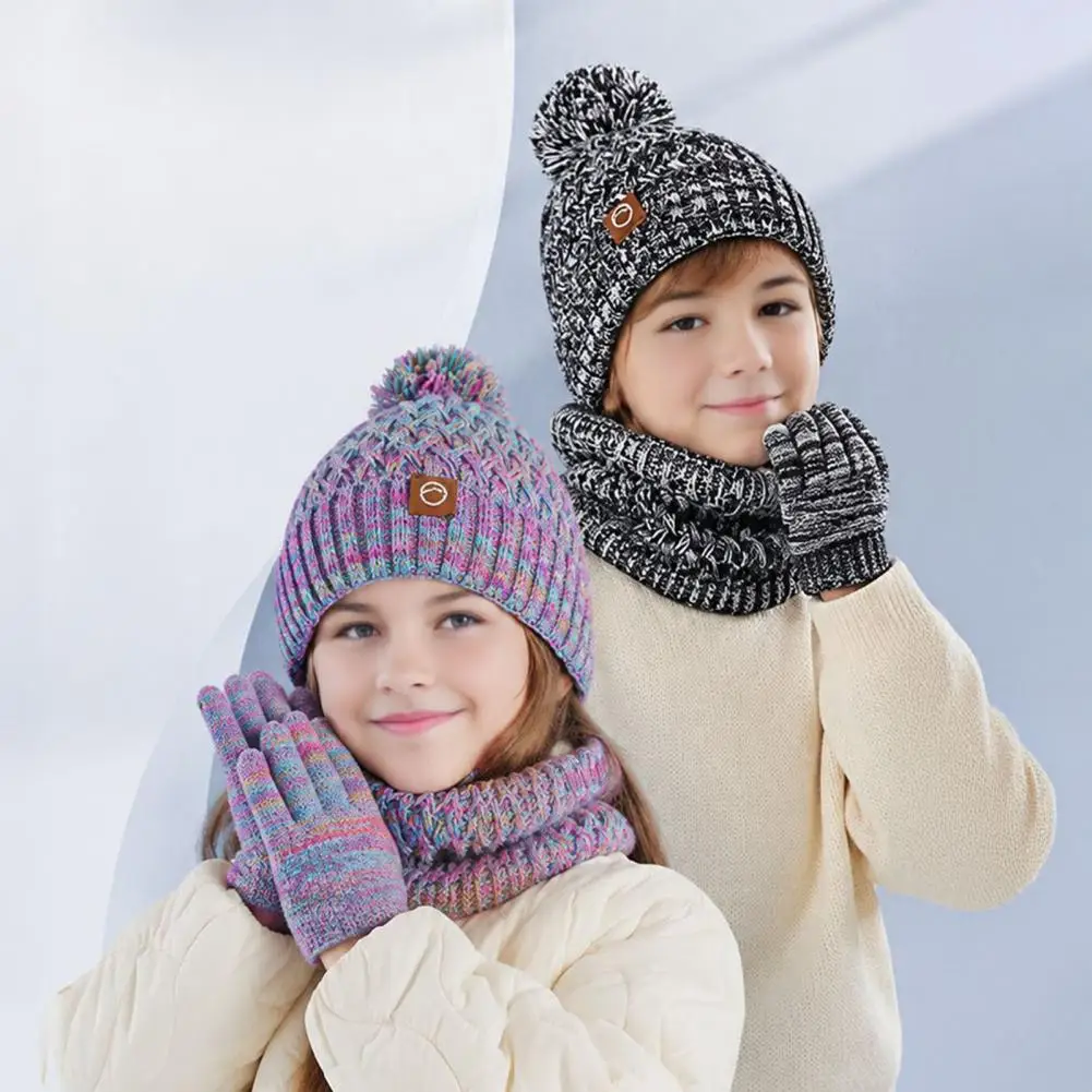 Winter Warm Hat Scarf Gloves Set Kids Winter Hat Scarf Gloves Set Fleece Lined Beanies Neck Warmer Mittens for Boys for Toddlers